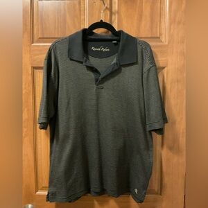 Kenneth Roberts Black and Tan Striped Polo Shirt